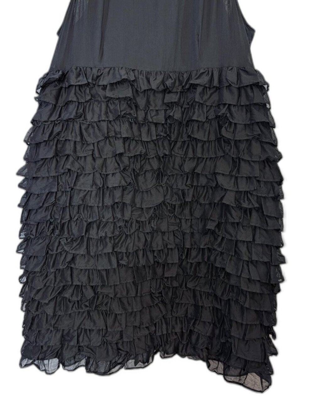 Burberry	 London | Black Cotton Tiered Ruffle Bottom Sleeveless Dress Size US 10 - Picture 5 of 14